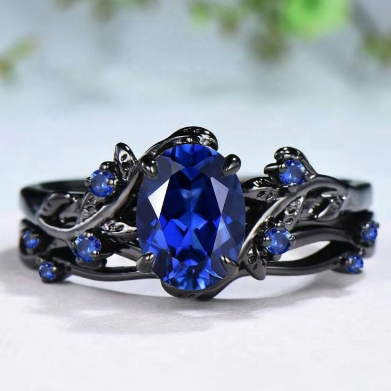Skanto | Sapphire Leaf Branch Statement Ring for Women