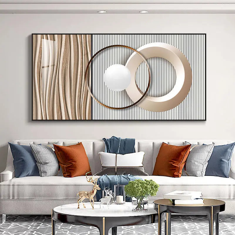 Modern Aesthetic Abstract Sun & Moon Wall Art Fine Art Canvas Prints Pictures for Luxury Loft Living Room Dining Room Lifestyle Art Decor | Skanto