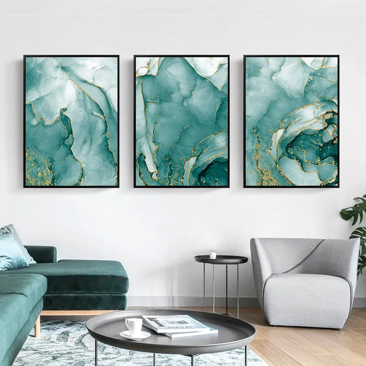 Modern Abstract Aquatic Floating Marble Print Wall Art Fine Art Canvas Prints Pictures for Living Room Dining Room Home Office Decor | Skanto