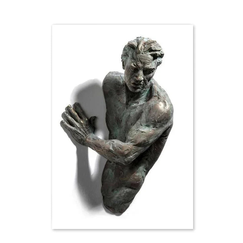 Modern Urban Abstract Iron Statue Wall Art Fine Art Canvas Prints 3D Visualization Figure Art Pictures For Minimalist Apartment Wall Decor | Skanto