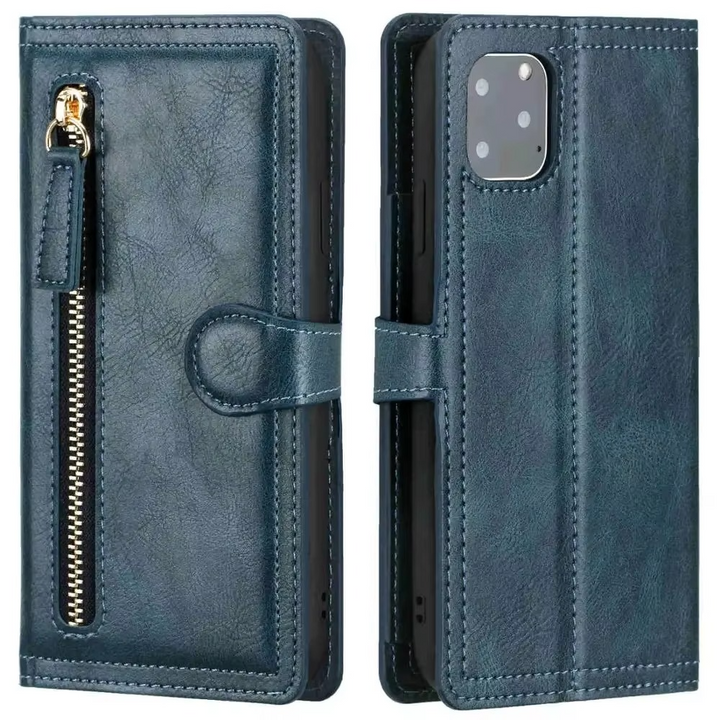 Premium-Leder-iPhone-Klapphülle med Ständer