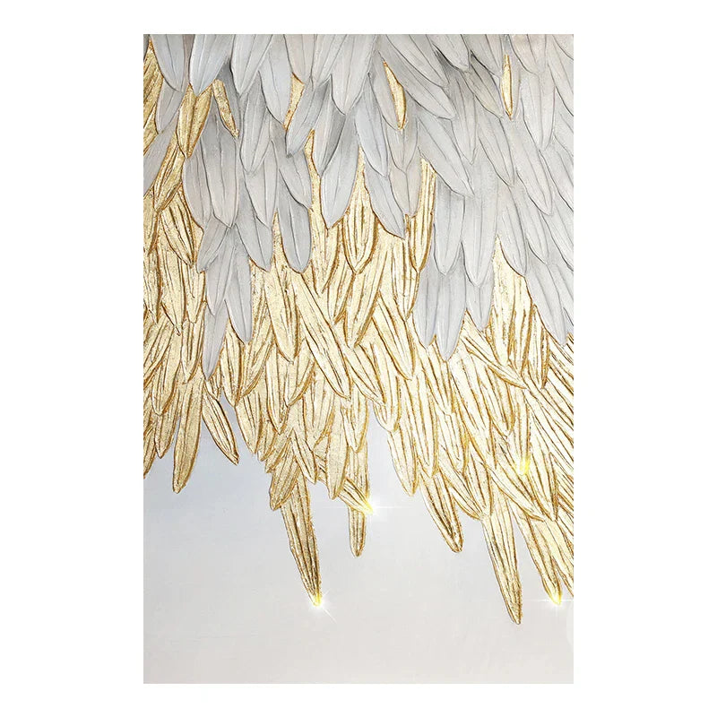 Modern Abstract Golden Feather Design Wall Art Fine Art Canvas Prints Picture For Luxury Living Room Bedroom Entryway Foyer Art Decor | Skanto