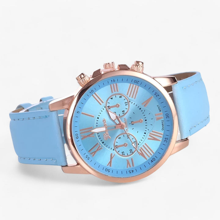 Camille Damenuhr mit wasserdichtem Lederarmbånd, 42mm