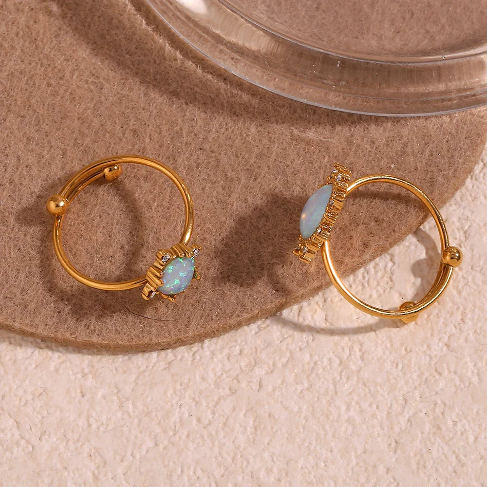 Skanto | Justerbare Diamant Aksepterte Opal Iridescente Ringer