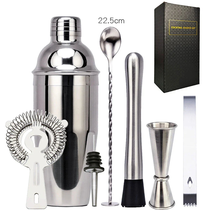 Skanto | 550 ml/750 ml Rustfritt Stål Cocktail Shaker Mixer Drink Bartender Sett Bar Sett Verktøy Med Vin Stativ Verktøy for Fødselsdagsgave
