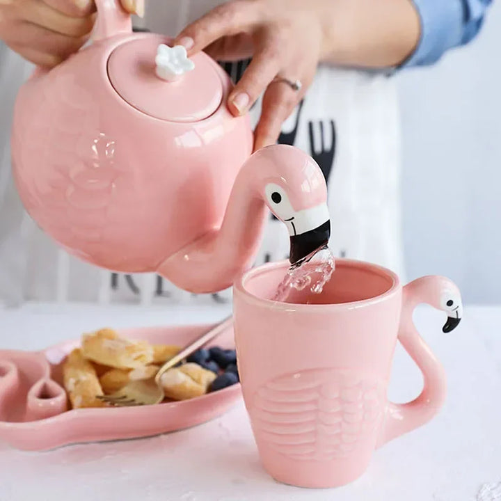 Skanto | Pink Flamingo Keramisk Te Sett