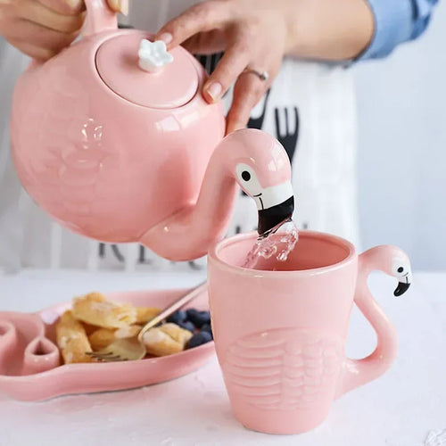 Skanto | Pink Flamingo Keramisk Te Sett