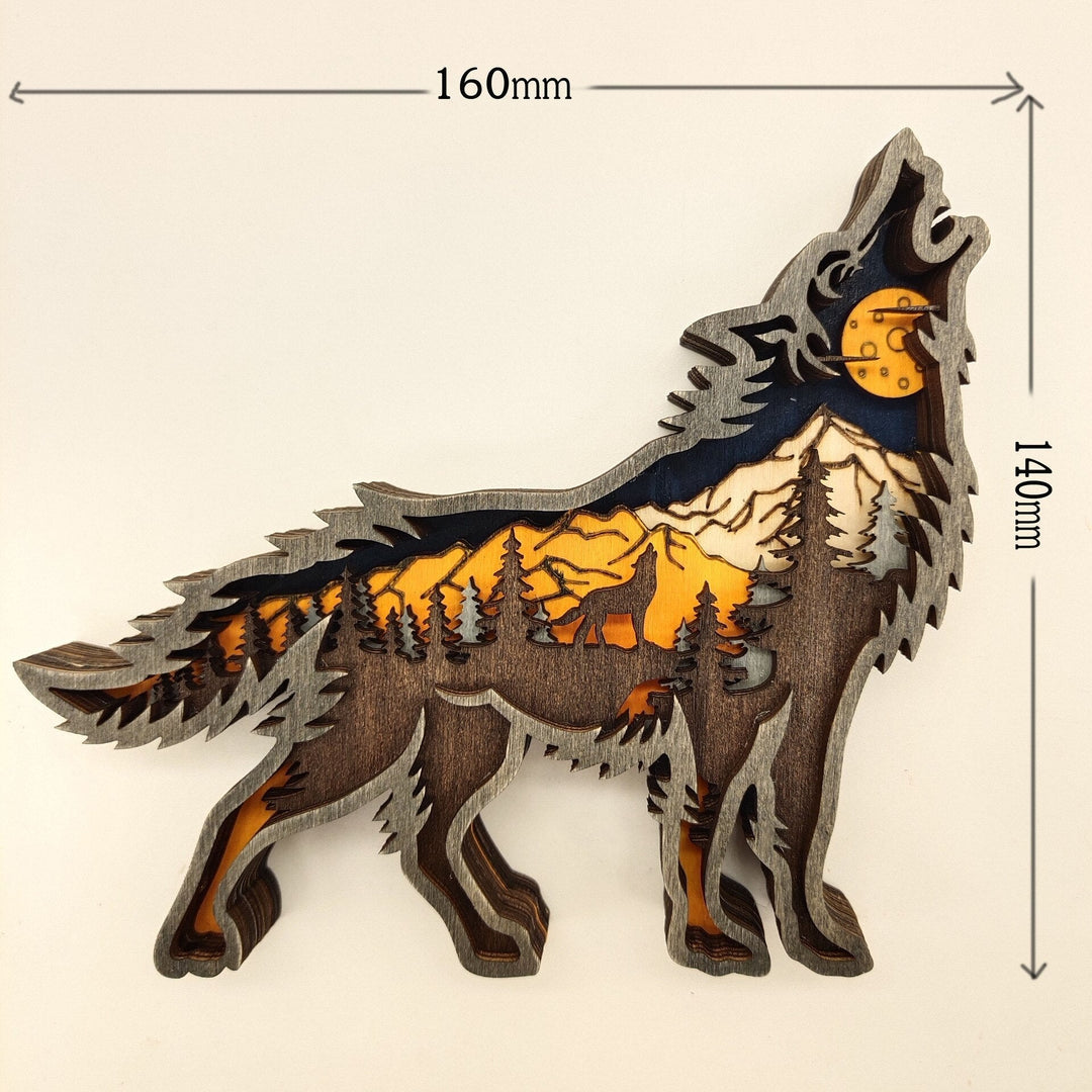 Nightglow Wooden Craft Wolf Decor | Skanto