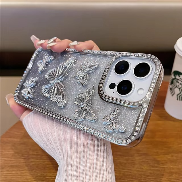 Skanto | Luksus Glitter Sommerfugl Rhinestone Sak for iPhone