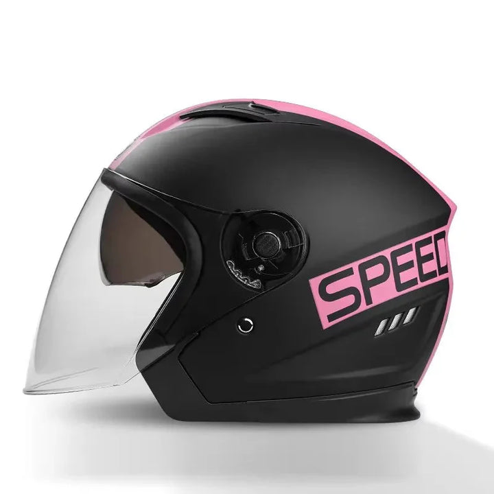 Skanto | Retro 3/4 Åpen-Face Motorsykkelhjelm med Dobbelt Linse – AeroRide