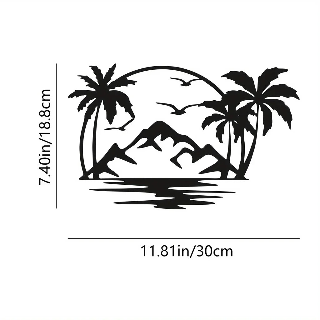 Tropical Island Palm Metal Plaque Wall Decor for Living Dining Room Creative Home Decor | Skanto