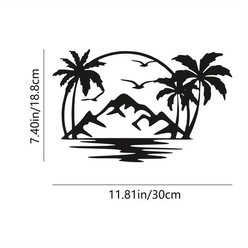 Tropical Island Palm Metal Plaque Wall Decor for Living Dining Room Creative Home Decor | Skanto