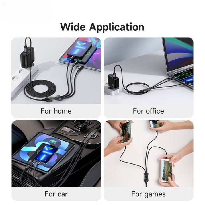 Skanto | 3i1 Digital Skjerm Hurtiglading Universell Lader Kabel