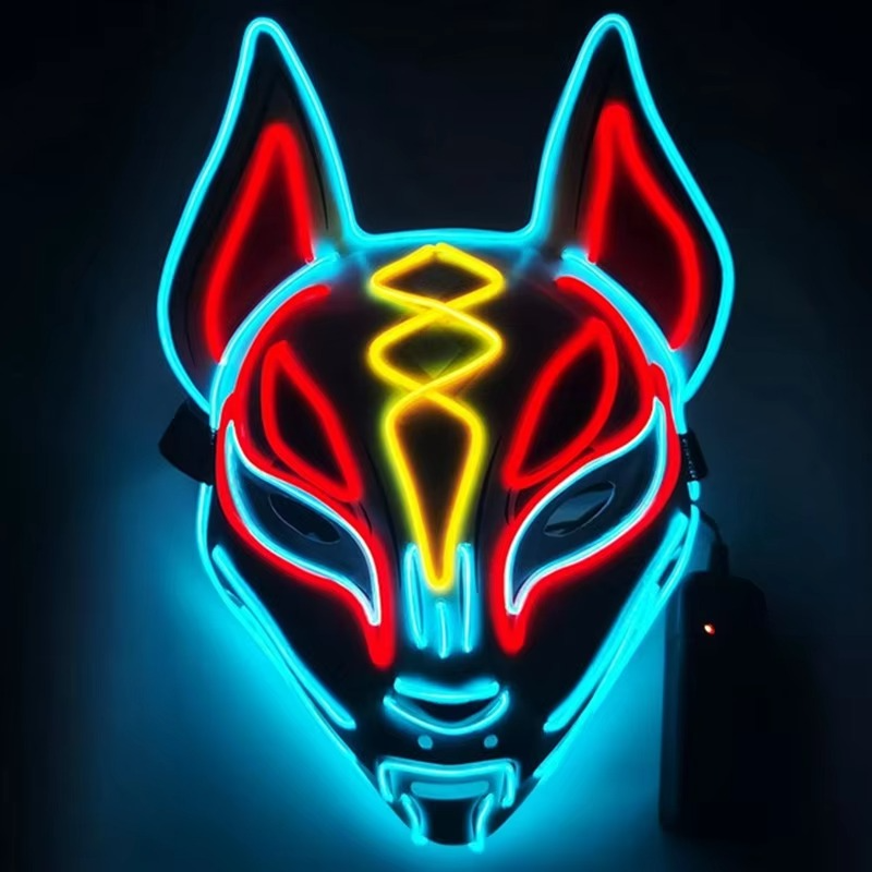 Skanto | Luminous LED Full Face Fox Maske for Halloween & Cosplay