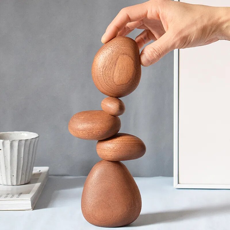Zen Wood Stone Shape Dekor