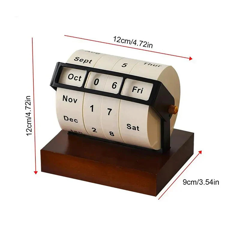 Skanto | Mid-Century Rotating Wooden Perpetual Desk Calendar