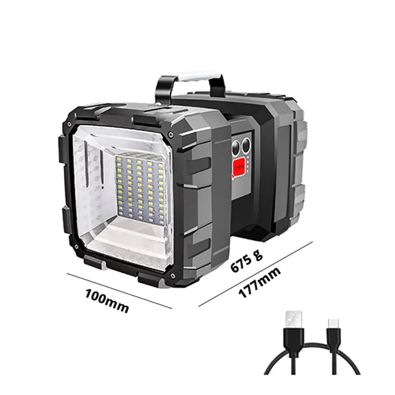 Norvo | LED Batteri Spotlight DualonX Pro | 40 W | Dobbel Lampe med 7 Lys Moduser | Oppladbar & Vanntett IP64 | Power Bank Funksjon
