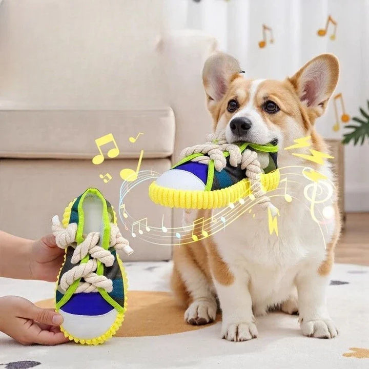 Robust hundelekene sneakers med tau og squeak-funksjon Skanto