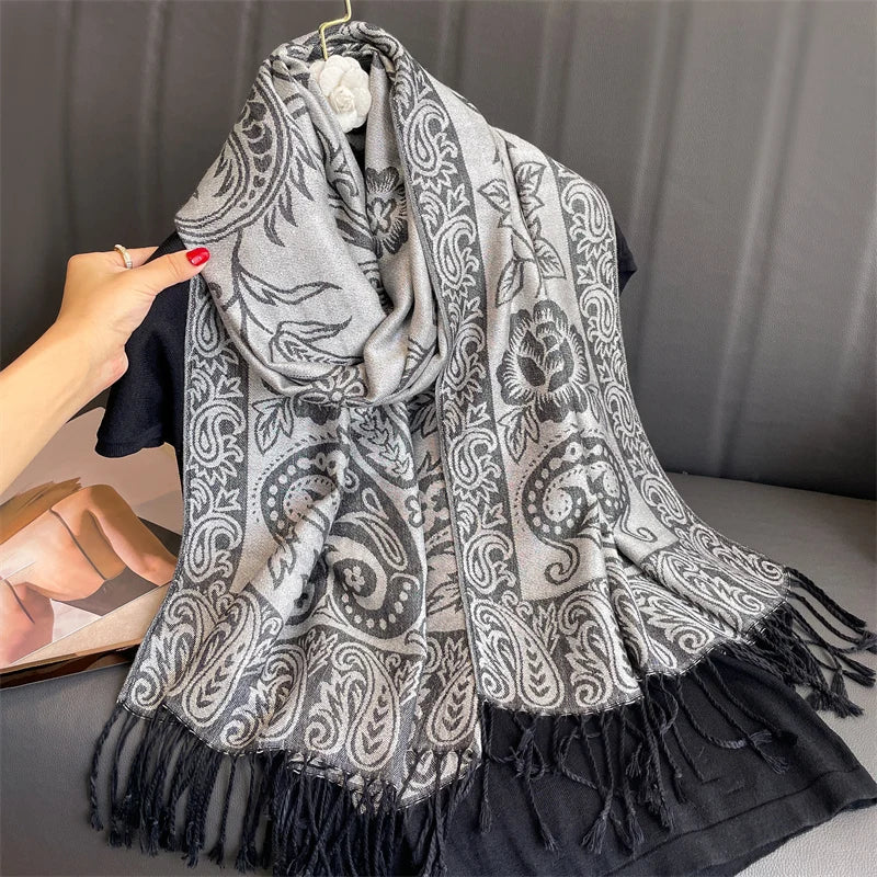 Skanto | Élégancea | Dame skjerf | Cashmere følelse | 70 × 190 cm | Luksus trykk & varm