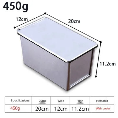 Skanto | Premium Non-stick Aluminiumlegering Toastbokser med lokk - Ulike størrelser (250g/450g/600g/750g/900g/1000g) for baking av brød og kaker
