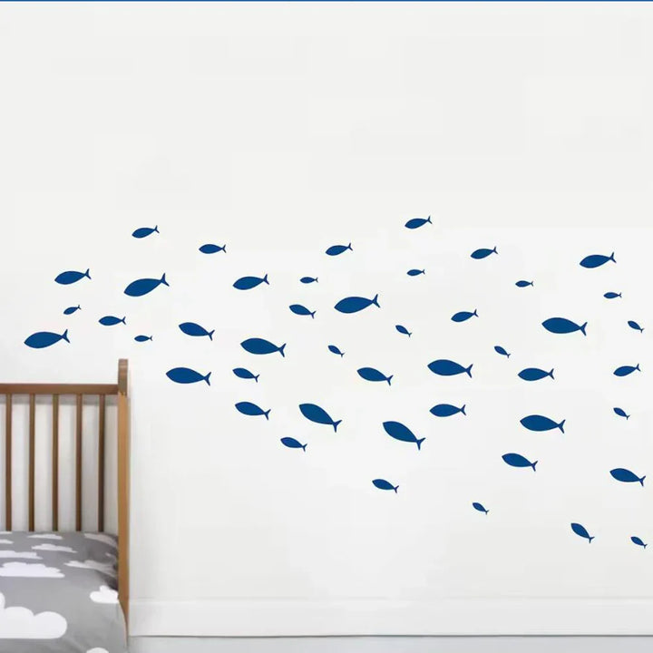 Small Fish Swimming Calming Wall Stickers Removable Peel and Stick PVC Wall Decals for Bathroom Bedroom Creative DIY Home Decor | Skanto