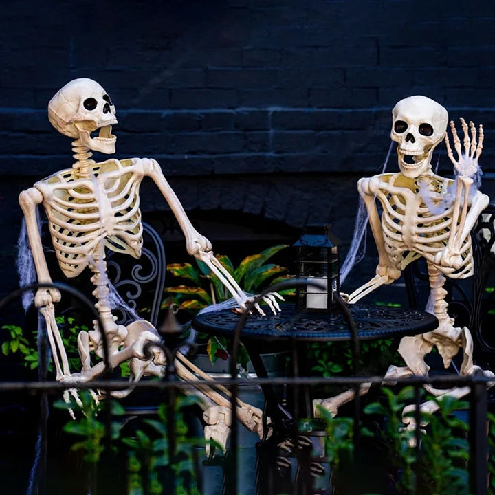 Skanto | Flyttbar menneskelig skjelett 90–165 cm — realistisk dekorasjon for Halloween og skrekkfester