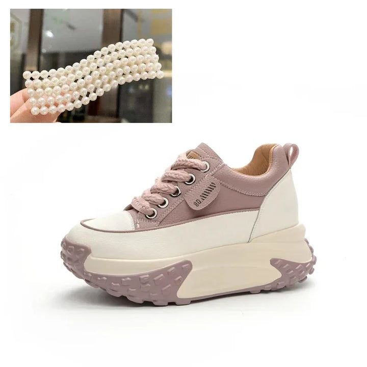 Skanto | 7 cm Plattform Wedge Sneakers laget av Lær
