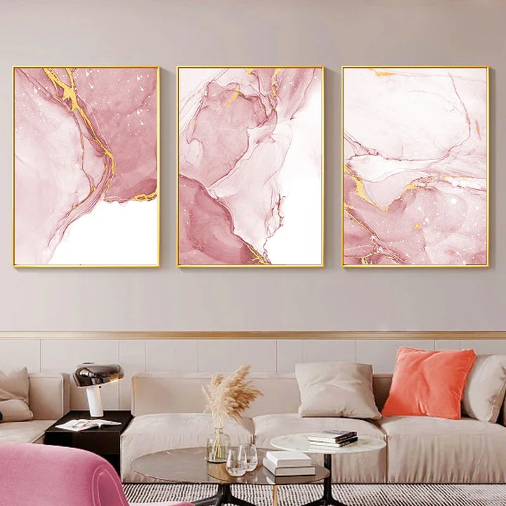 Pink Fluid Marble Print Wall Art Artistic Canvas Prints Pictures For Living Room Bedroom Boutique Hotel Room Lounge Art Decor | Skanto