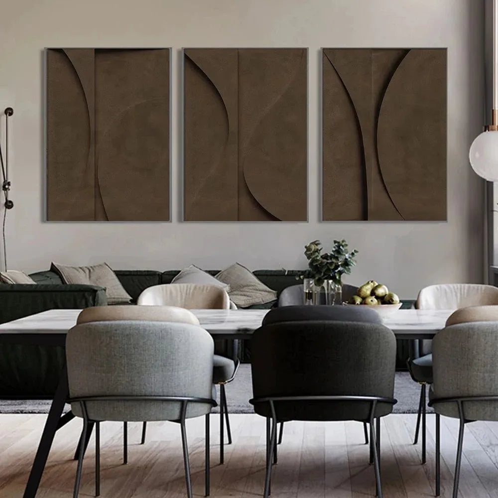 Modern Minimalist Flat Geometric Lines Wall Art Fine Art Canvas Prints Retro Brown Abstract Pictures for Living Room Modern Interior Decor | Skanto