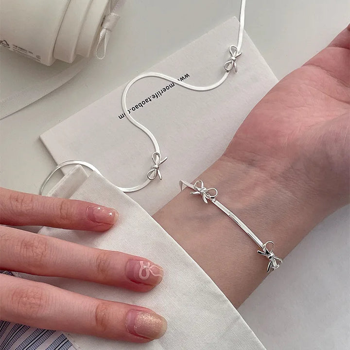 Skanto | Feminine Sløyfe Herringbone Halskjede og Armring