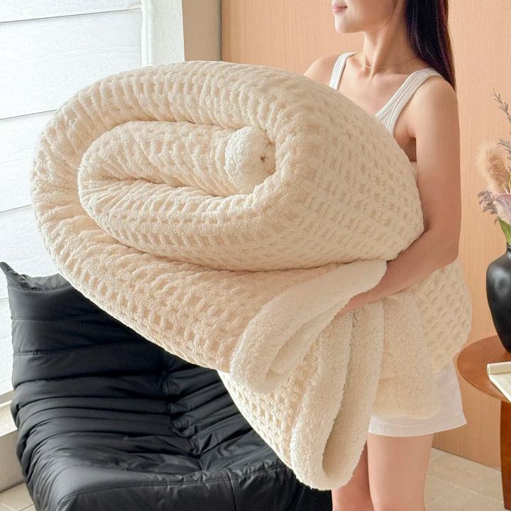 Skanto | Vinter Drøm Teppet – Dobbel Lag Fleece Teppet med Lamull Utseende | Ultra Varmt, Mykt & Hudvennlig | For Sofa, Seng & Kalde Vinterdager