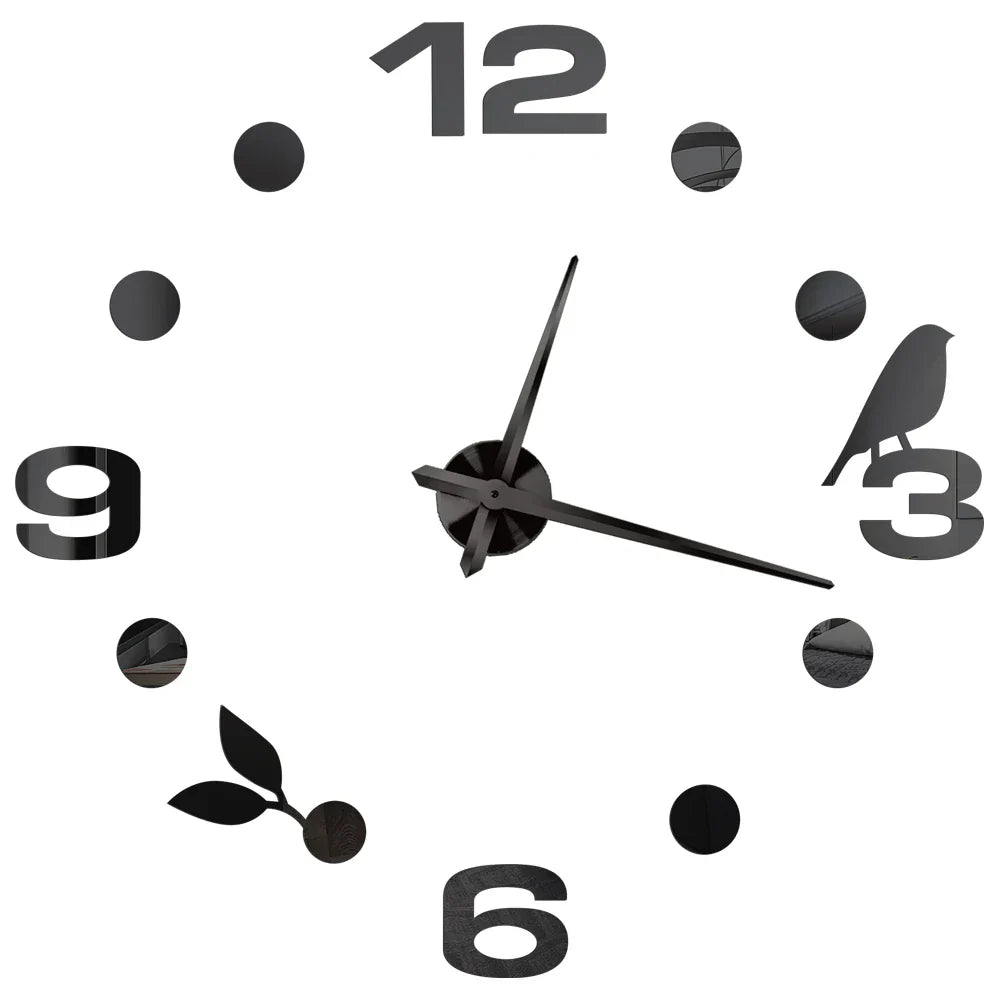 Large DIY 3D Mirror Acrylic Wall Clock for Kitchen, Dining Room, Living Room | Skanto