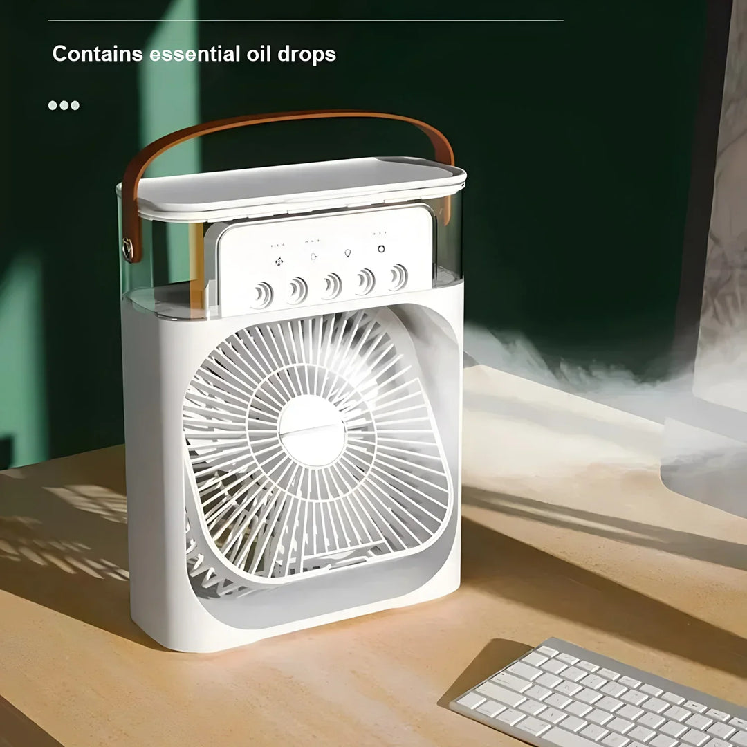 Bærbar 3-i-1 AirCooler med vifte, klimaanlegg og luftfukter - energieffektiv, 7-fargers LED-belysning | Skanto