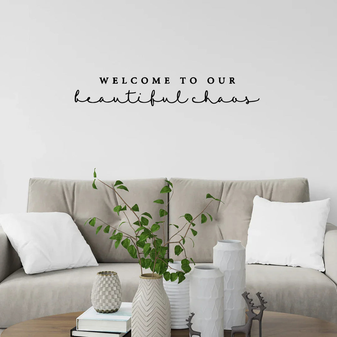 Beautiful Chaos Family Home Wall Sticker Removable Peel and Stick Typographic Wall Decal for Living Room Dining Room Creative DIY Wall Decor | Skanto