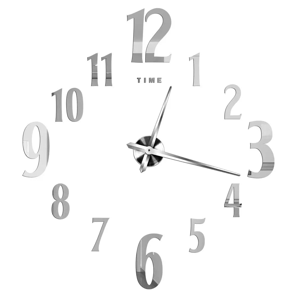 Large DIY 3D Mirror Acrylic Wall Clock for Kitchen, Dining Room, Living Room | Skanto