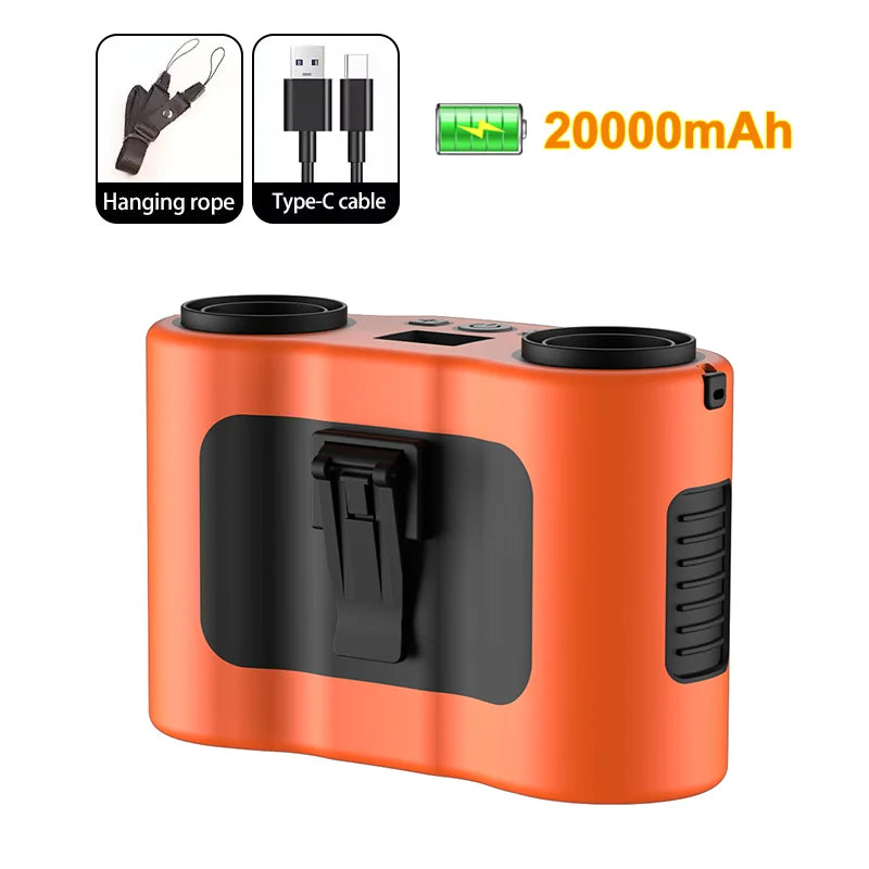 Skanto | Bærbar midje-klipsvifte med dual luftuttak & 20 000 mAh batteri – BreezeMate