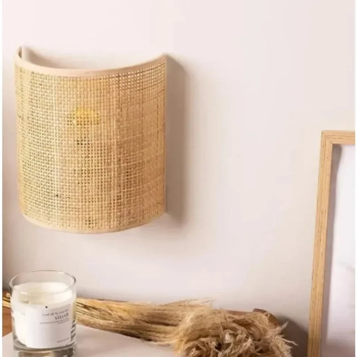Skanto | Vegglampe LED med naturlig brun overflate og hampledning