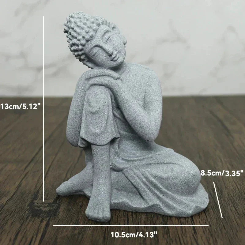 Skanto | Buddha Stein Statue Liten Buddhiste Munker Tibetansk Buddhisme Figurer Zen Hage Ornament Meditasjon Hjem Akvarium Dekorasjon