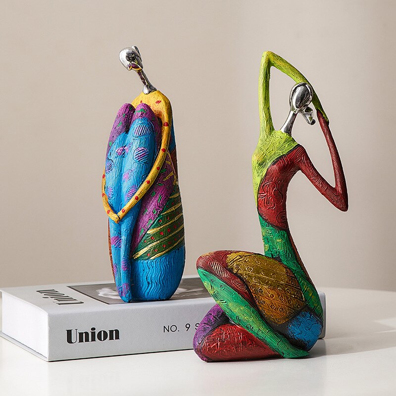 Skanto | Ins Abstrakt Kunst Kvinne Skulptur Figurer For Interiør Harpiks Statuett Farge Moderne Hjem Decor Dekorative Figurer Gaver