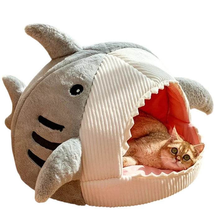 Skanto | SoftBloom Shark Cat Bed – Cozy Hideaway for Indoor