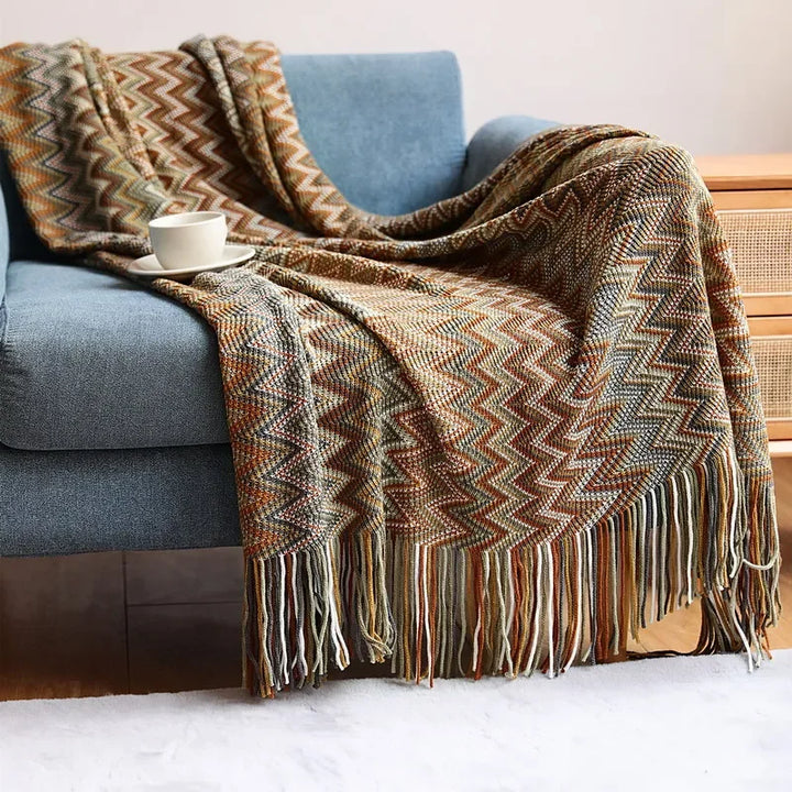 Skanto | CasaLoom | Boho Teppe med Frynser | Rust Rød | Myk & Lett