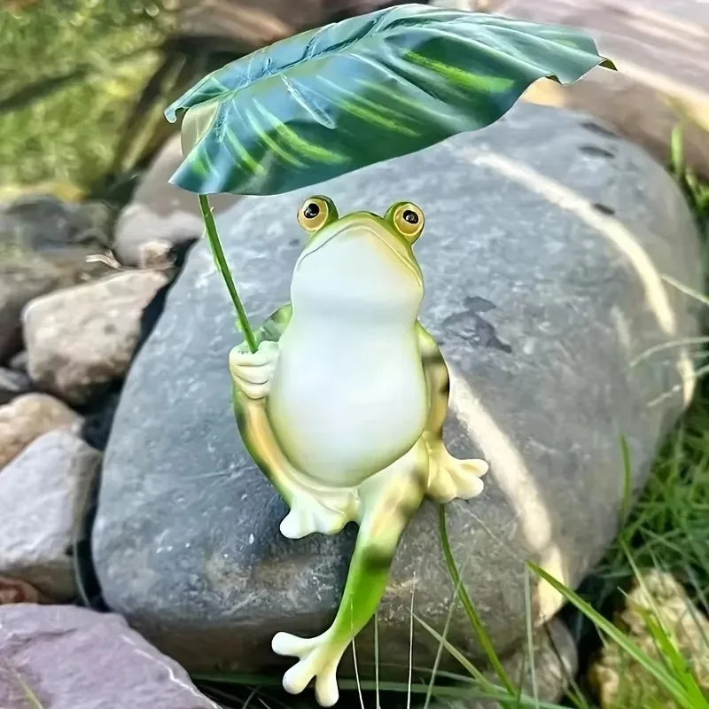 Skanto | Frosk på lotusblad figur for akvarium hagedekorasjon og balkongdekorasjon