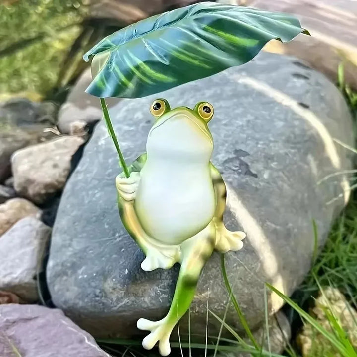 Skanto | Frosk på lotusblad figur for akvarium hagedekorasjon og balkongdekorasjon