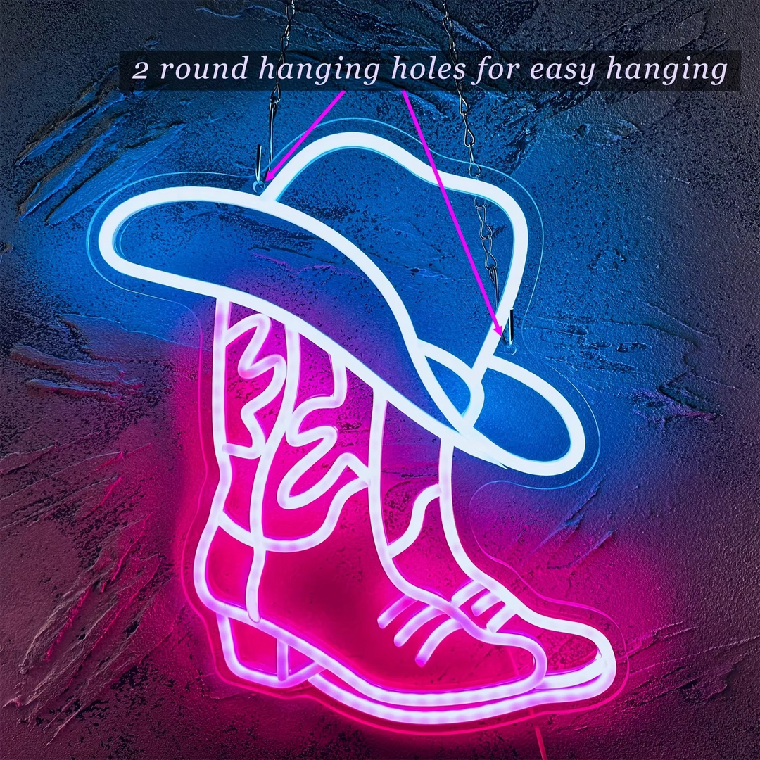 Skanto | USB-drevet cowboystøvler neonskilt for westerninnredning