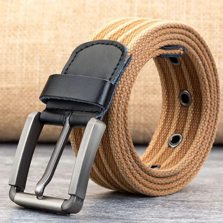 Skanto | Herre Canvas Belte – Justerbart Fritids Striped Livrem