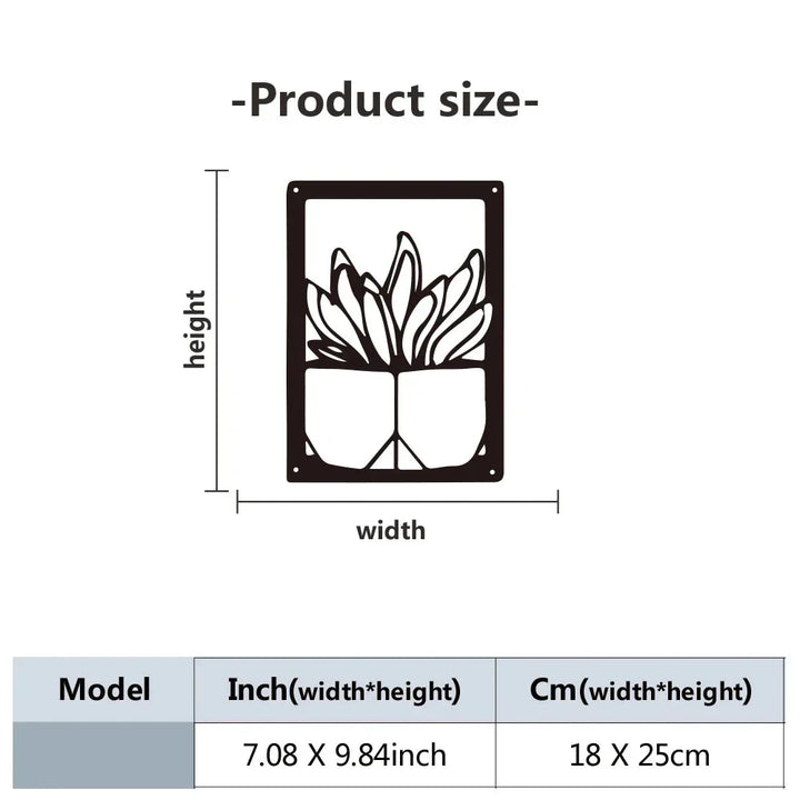 Kaktus Pottet Plante Svart Metallbord Veggkunst 3D Skulptur Jernhåndverk Nordisk Veggdekorasjon For Stue Spisestue Kreativ Boliginnredning | Skanto
