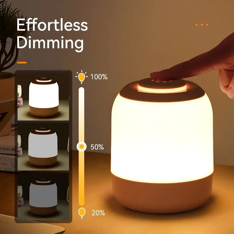 Skanto | LUMINA TOUCH LED Bordlampe | Bærbar & Dimbar | Berøringskontroll | For Soverom & Barnerom