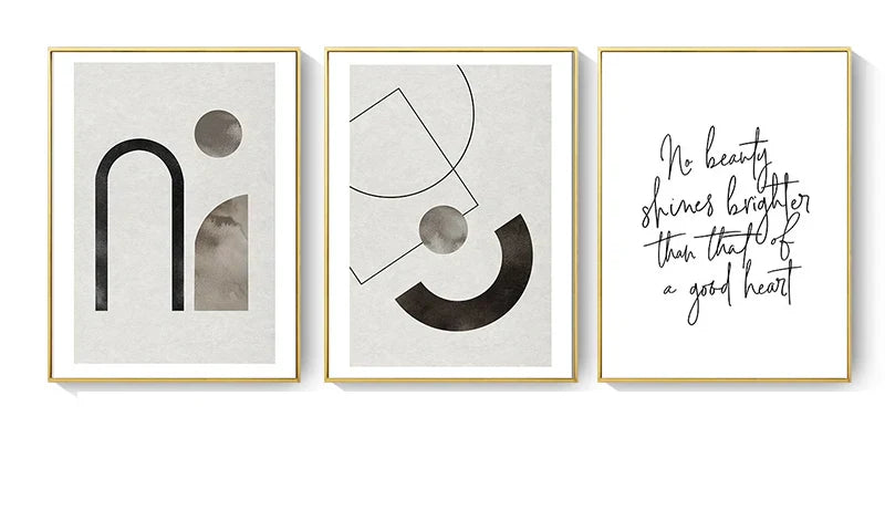 Skanto Scandinavian Minimalist Geometric Dark Neutral Colors Wall Art Fine Art Canvas Prints Modern Abstract Pictures for Living Room Home Decor | Skanto