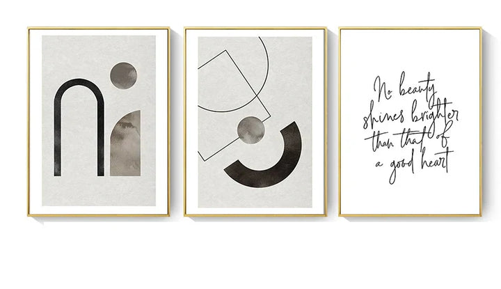 Skanto Scandinavian Minimalist Geometric Dark Neutral Colors Wall Art Fine Art Canvas Prints Modern Abstract Pictures for Living Room Home Decor | Skanto