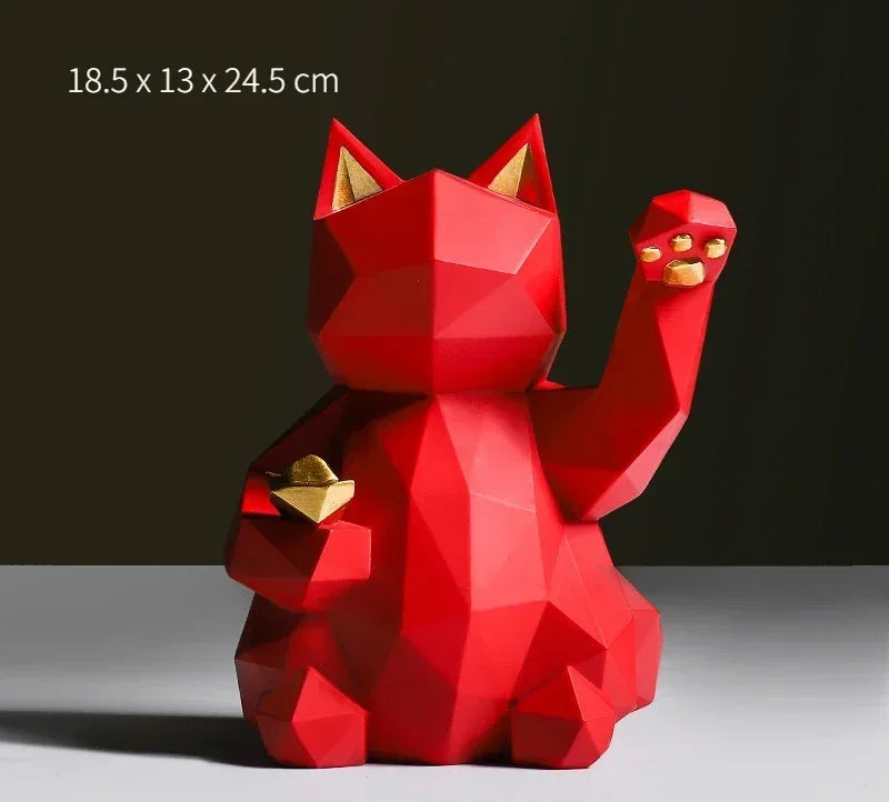 Nordic Minimalisme Geometri Lykke Katt Statuer | Skanto